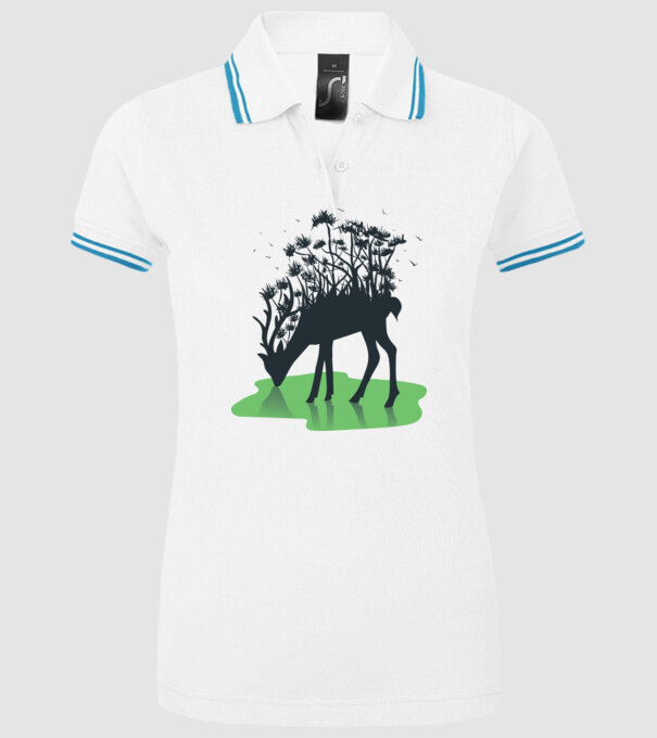 Natură cerb model alb pe tricou