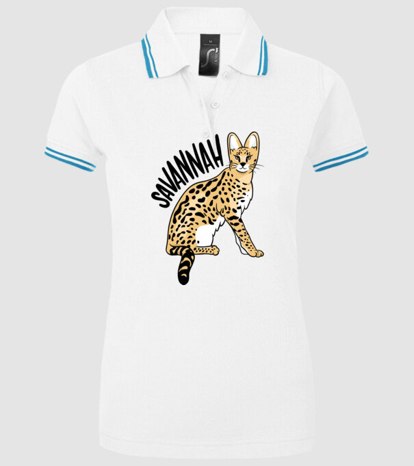 Pisică Savannah model alb pe tricou