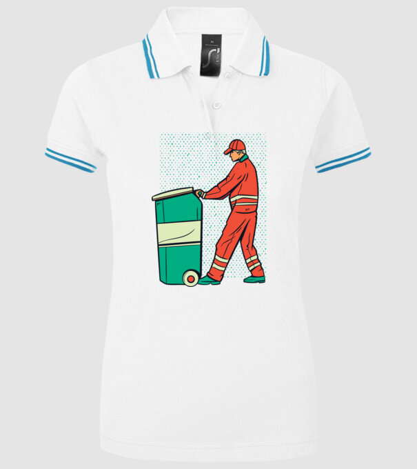 Gunoier model alb pe tricou