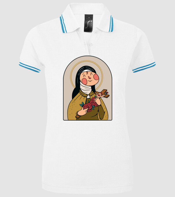 Sfânta Tereza model alb pe tricou