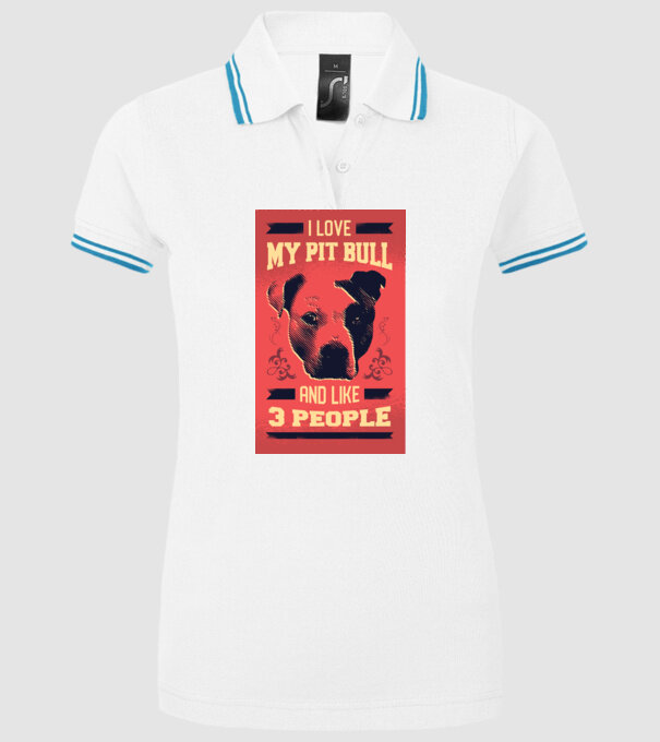 Îmi iubesc Pitbull-ul meu și încă 3 persoane model alb pe tricou