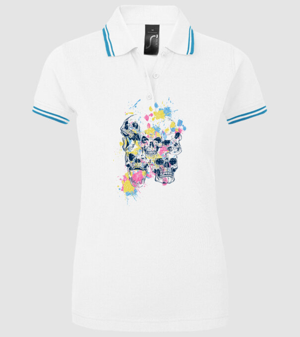 Cranii colorate model alb pe tricou