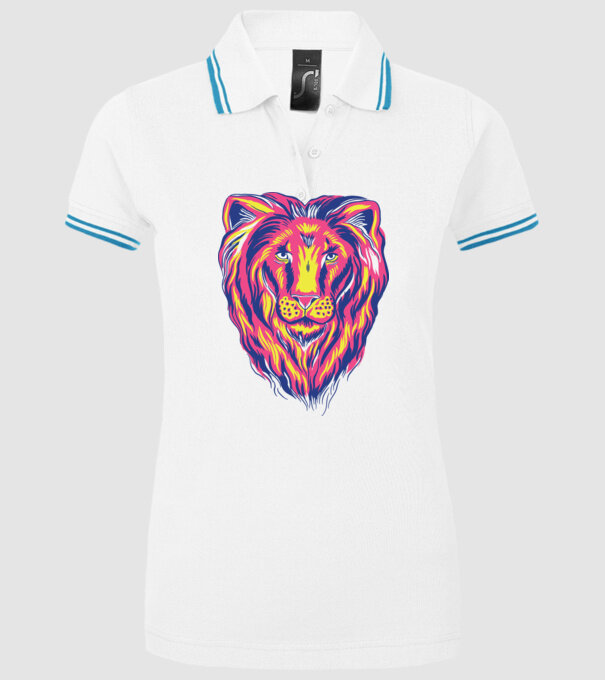 Leu colorat model alb pe tricou