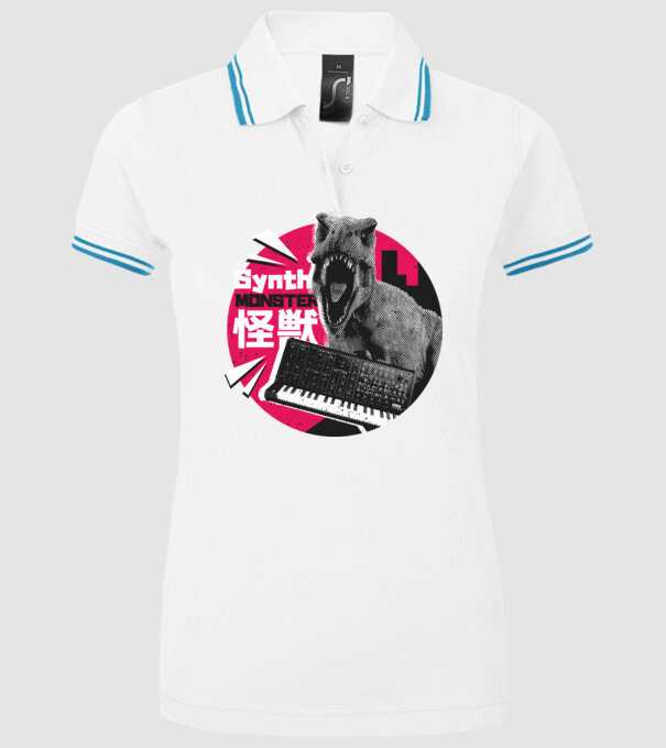 Dinozaur sintetizator model alb pe tricou