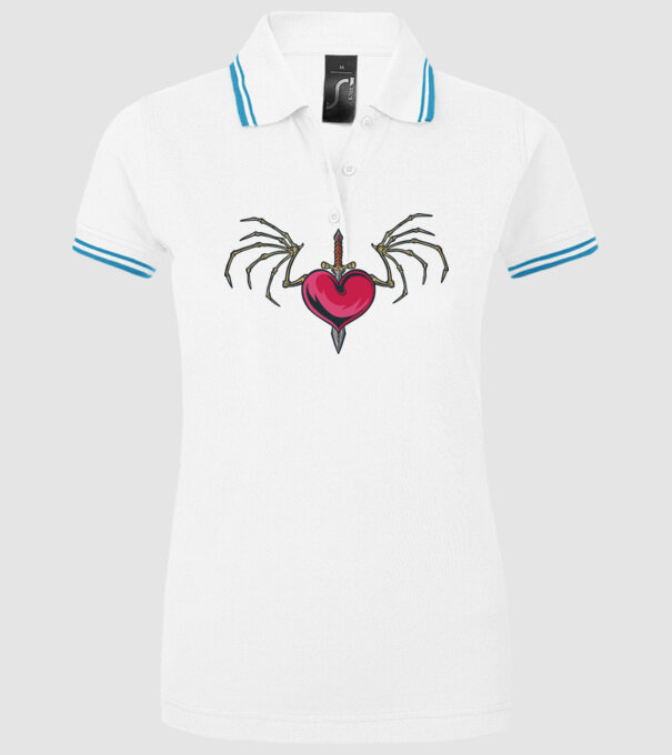 Inimă cu sabie model alb pe tricou