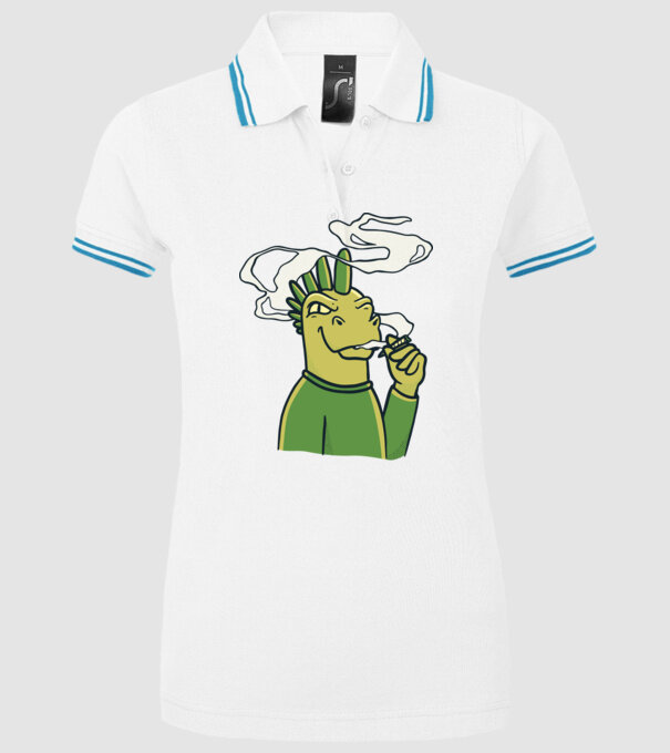 Dinozaur fumător model alb pe tricou
