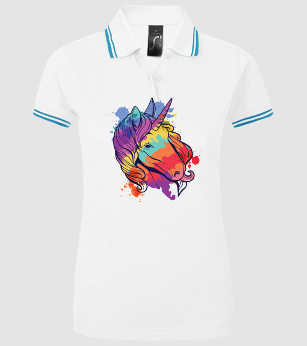 Curcubeu colorat Unicorn tricou model alb pe tricou