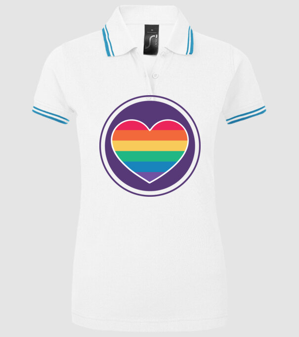 Inimă curcubeu model alb pe tricou