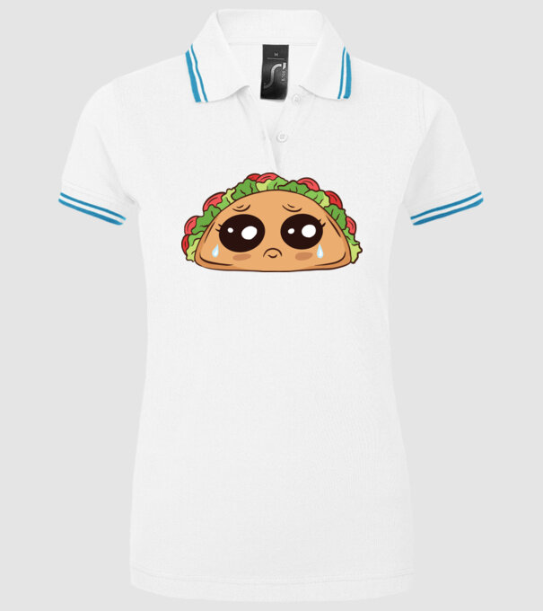 Taco trist model alb pe tricou