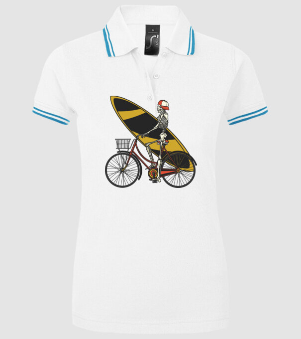 Schelet surfer model alb pe tricou