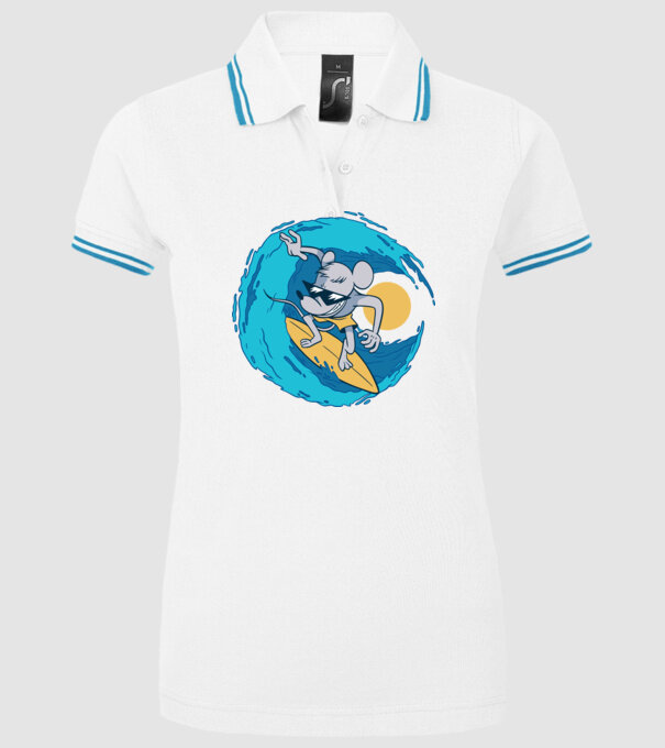 Șoarece Surfer model alb pe tricou