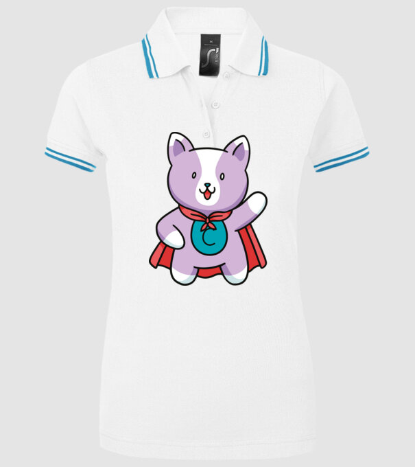 Pisică Supererou model alb pe tricou