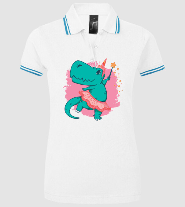 T-rex Balerină model alb pe tricou