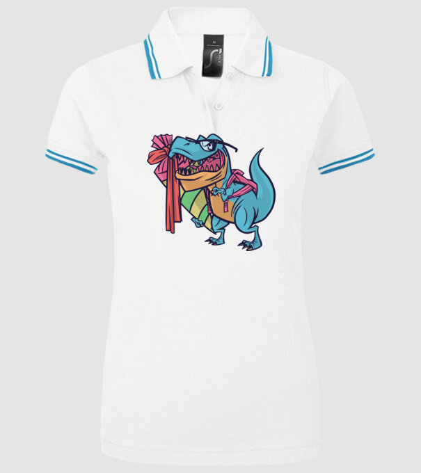 Elev T-rex model alb pe tricou
