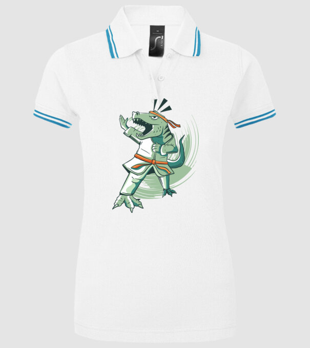 T-rex Karate model alb pe tricou