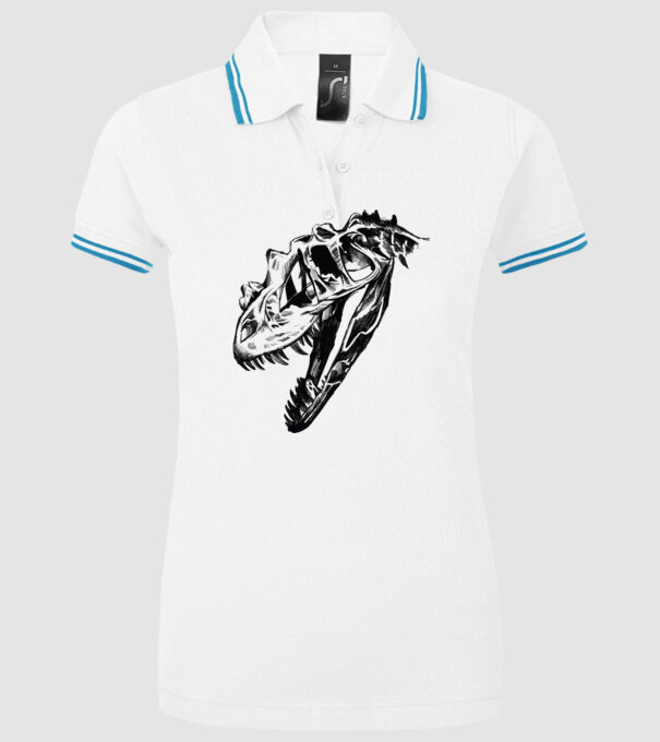 Craniu T-rex model alb pe tricou