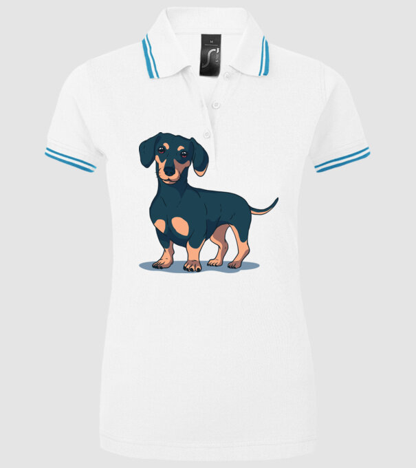 Tricou cu Câine teckel drăguț model alb pe tricou