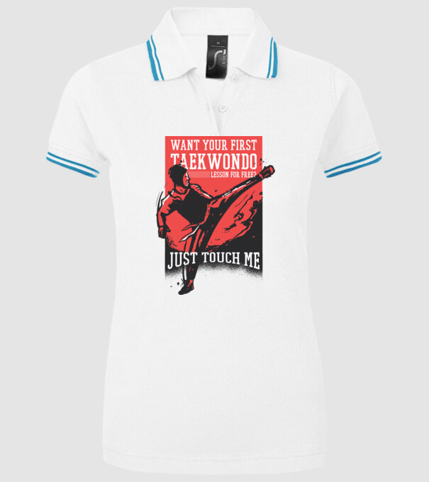 Lecție de Taekwondo model alb pe tricou