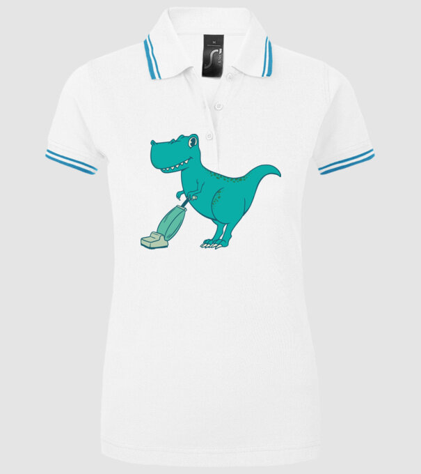 T-rex făcând curățenie model alb pe tricou