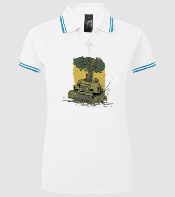 Tanc Copac model alb pe tricou