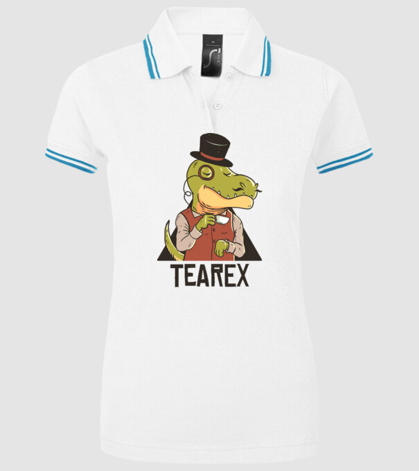Tea Rex dinozaur cu ceai model alb pe tricou