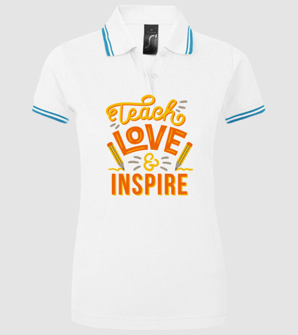 Teach Love Inspire pentru profesori model alb pe tricou