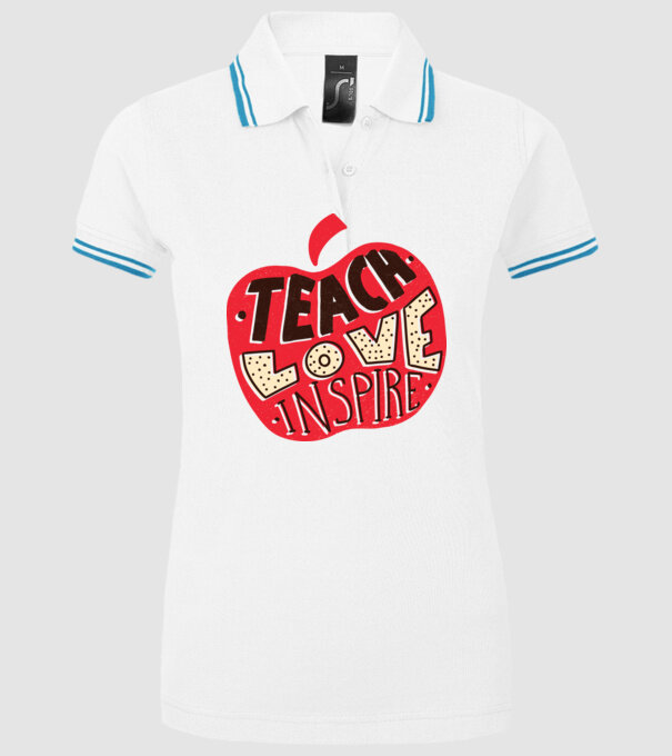 Teach Love Inspire pentru profesori model alb pe tricou