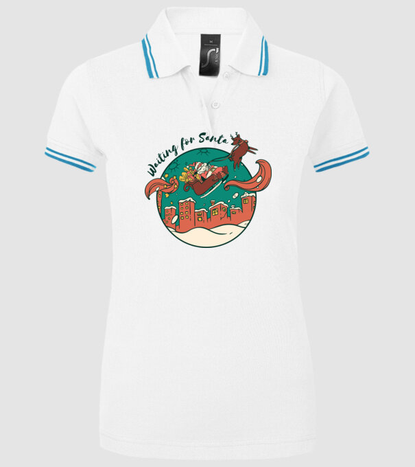 Așteptându-l pe Moș Crăciun model alb pe tricou