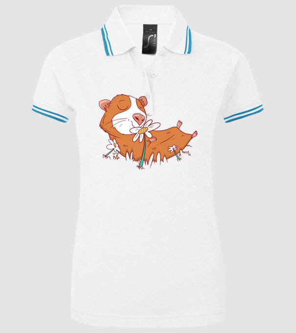 Porcușor de Guineea pe câmp model alb pe tricou
