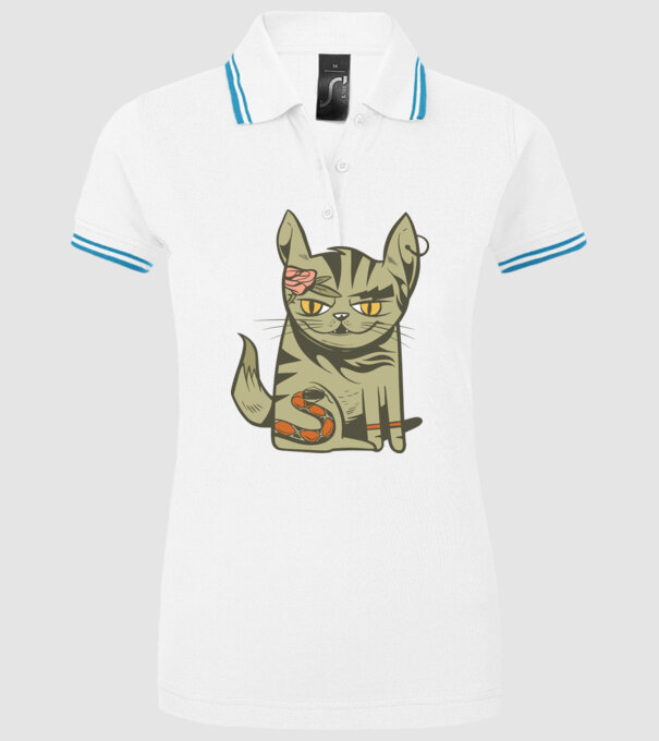 Pisoi tatuat model alb pe tricou