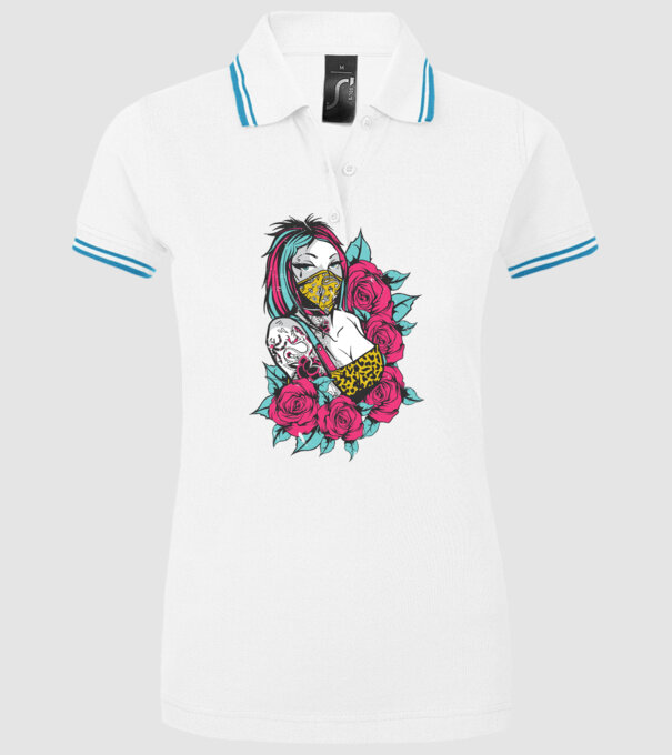 Fată tatuată model alb pe tricou