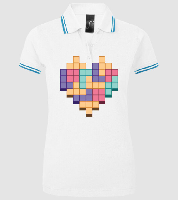 Inimă Tetris model alb pe tricou