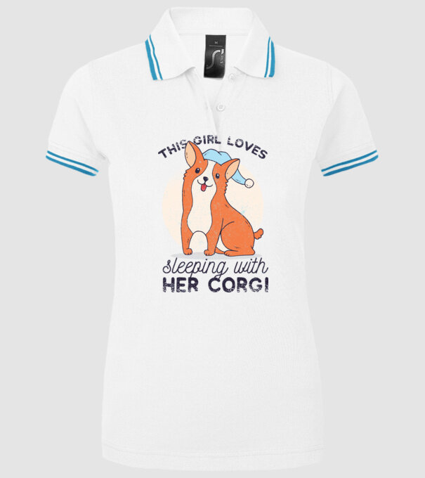This Girl Loves sleeping with her Corgi model alb pe tricou