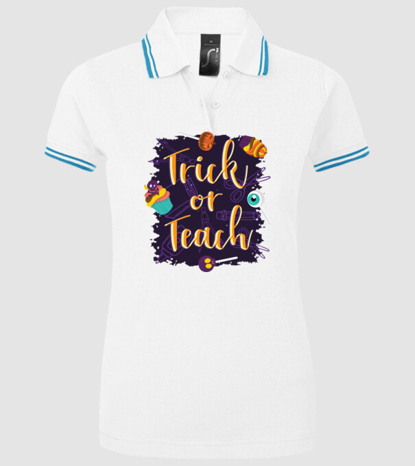 Trick or Teach Halloween pentru profesori model alb pe tricou