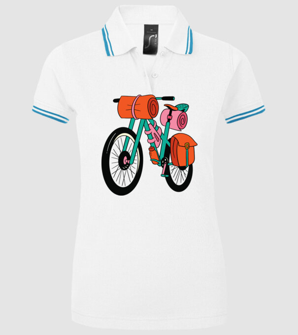 Bicicletă Drumeție model alb pe tricou