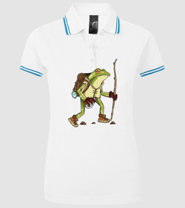 Broască în drumeție model alb pe tricou