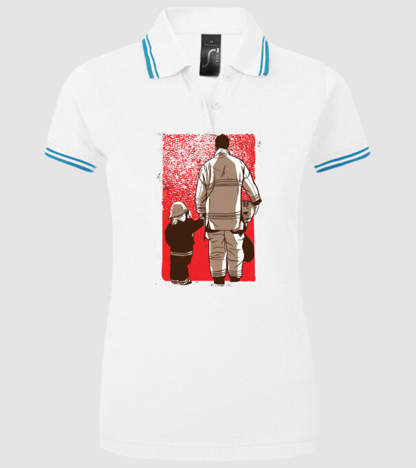 Tricou Pompier tată și fiu model alb pe tricou