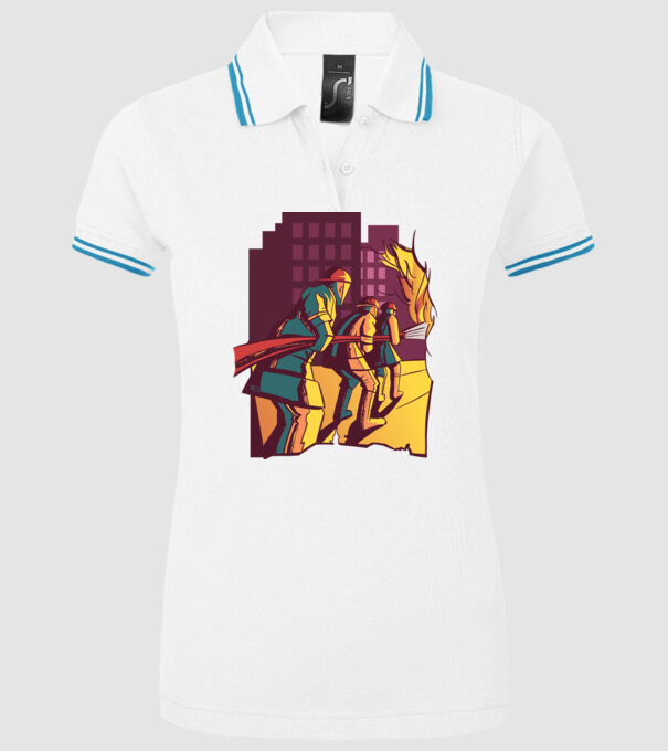 Pompieri în acțiune model alb pe tricou