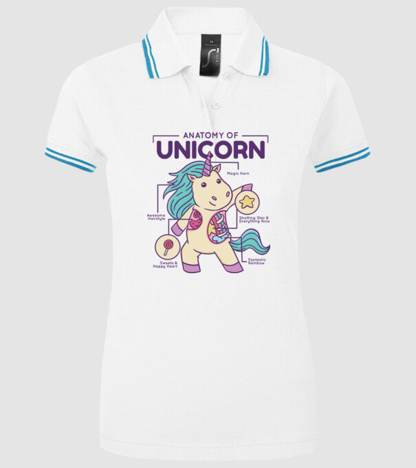 Unicorn Anatomie model alb pe tricou