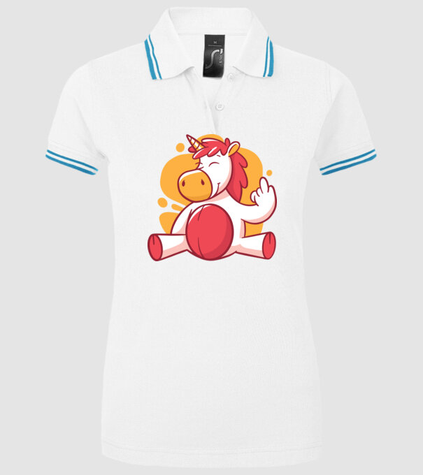 Unicorn arată degetul model alb pe tricou