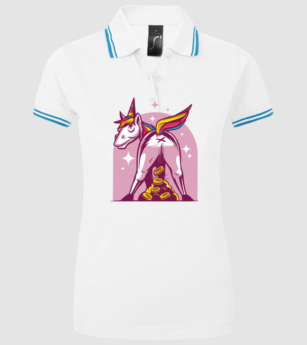 Unicorn Bitcoin model alb pe tricou