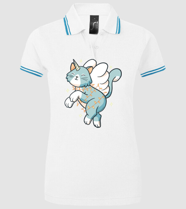 Pisică Unicorn model alb pe tricou