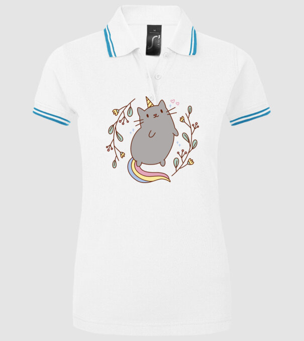 Pisică Unicorn model alb pe tricou