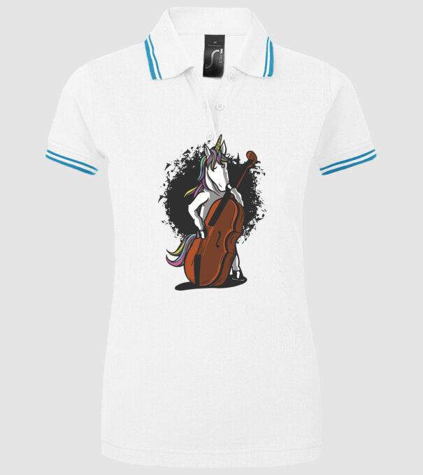 Unicorn cu violoncel model alb pe tricou