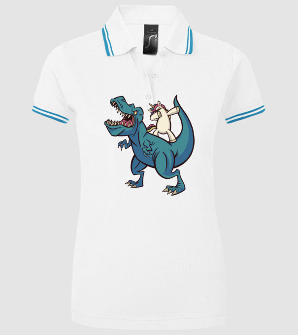 Unicorn DAB T-rex model alb pe tricou