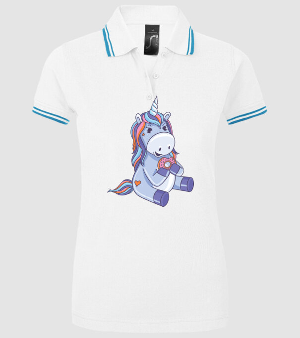 Unicorn cu gogoașă model alb pe tricou