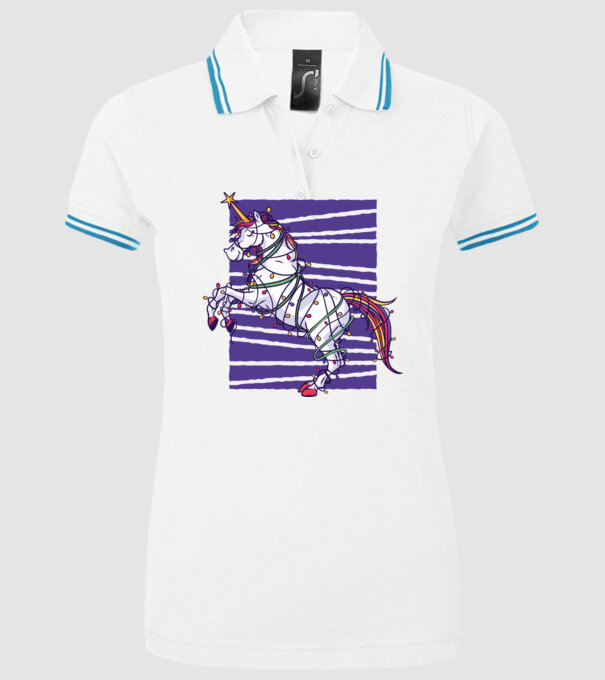 Unicorn pom de Crăciun model alb pe tricou