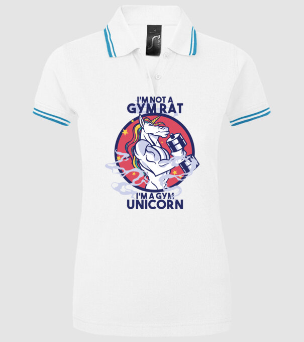 Unicorn antrenament cu haltere model alb pe tricou