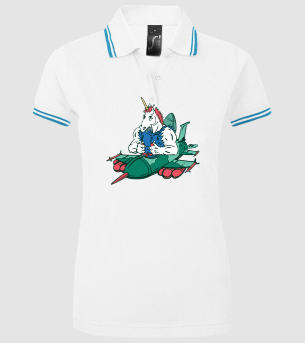 Unicorn Avion de vânătoare model alb pe tricou