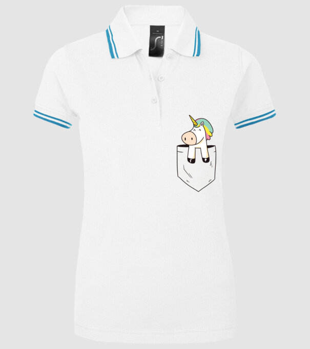 Unicorn Buzunar model alb pe tricou